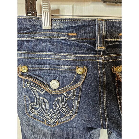 MEK Boulder BootCut Jeans 25x31 Y2K VTG Embroidered Flap Pocket  Distressed HEMD - Picture 10 of 12